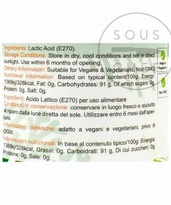 Special Ingredients Vegan Lactic Acid Powder 100g Ingredients