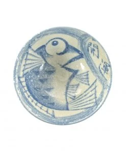 Kiji Stoneware & Ceramics Rice Bowl With Blue Fish