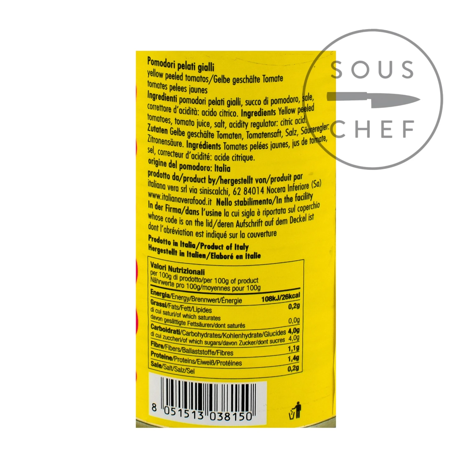 Italianavera Yellow Peeled Tomatoes 400g 6 Italianavera Yellow Peeled Tomatoes 400g