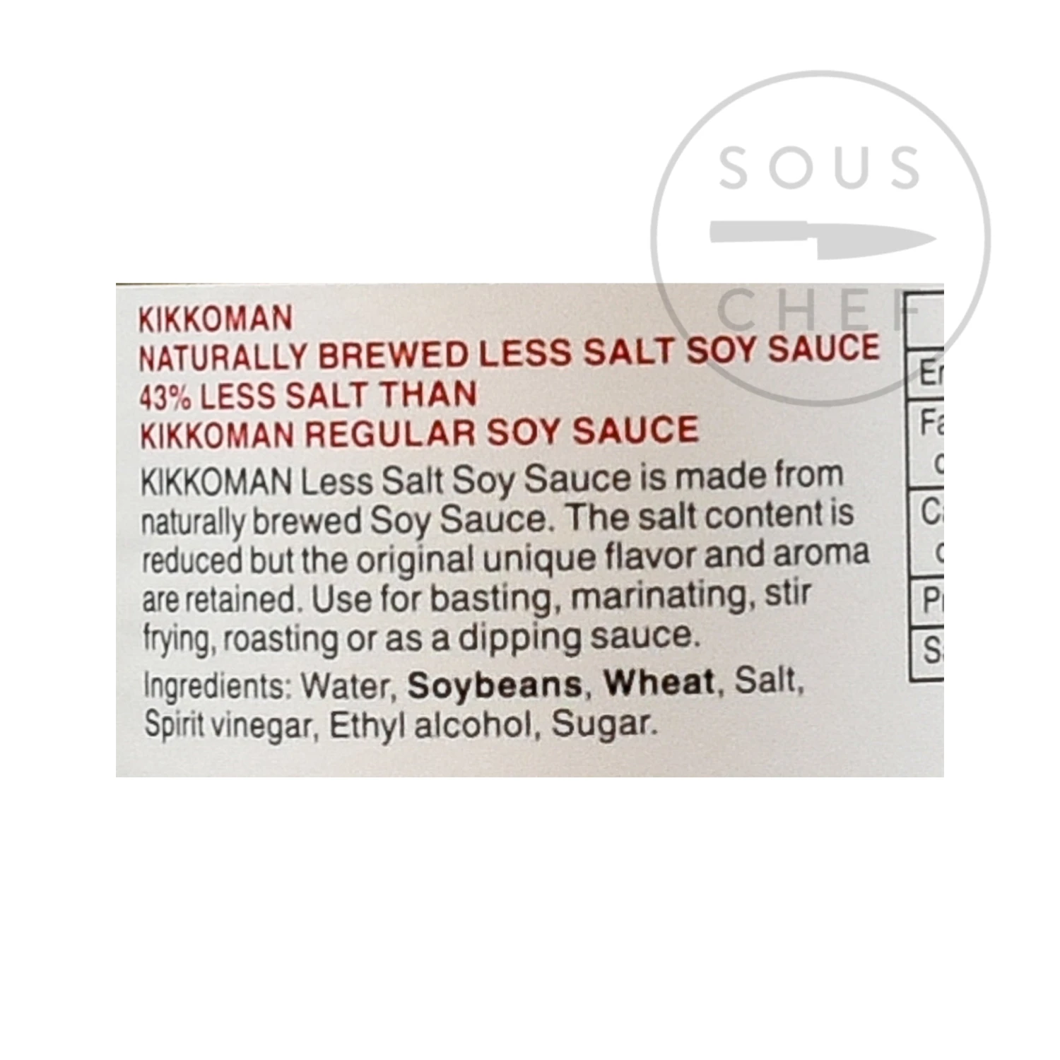 Ingredients Kikkoman Less Salt Soy Sauce 1l 4 Ingredients Kikkoman Less Salt Soy Sauce 1l