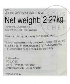 Ingredients Hakubai Mochigome Sweet Rice 2.27kg