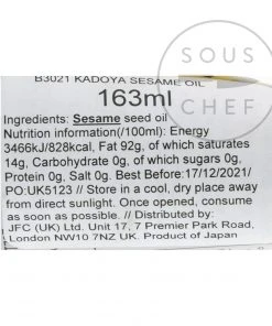 Kadoya Japanese Pure Sesame Oil 163ml Ingredients