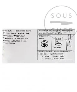 Ingredients WuLiangYe Baijiu 52%