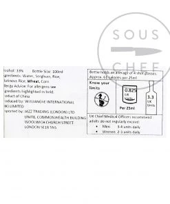 Ingredients Flamma Baijiu 33% 100ml