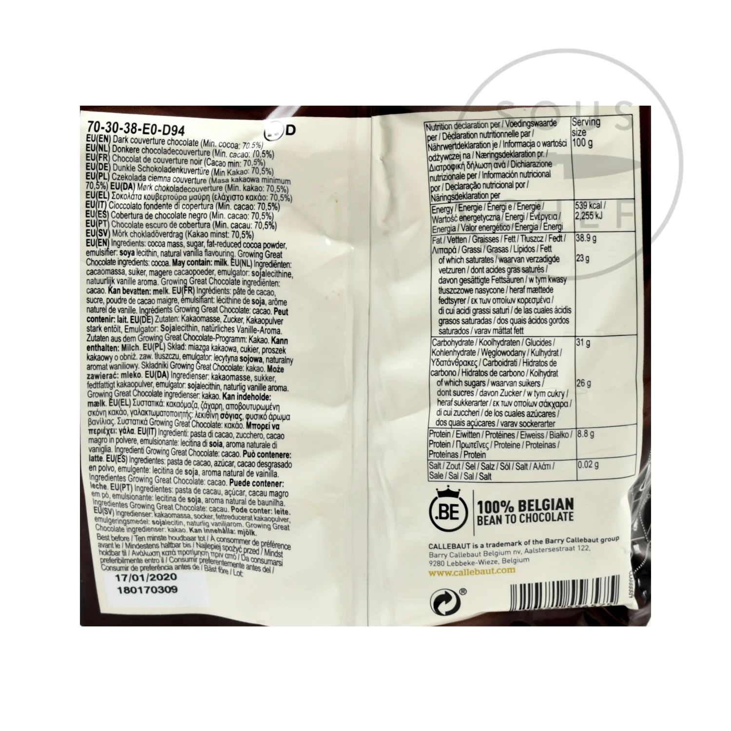 Callebaut Dark Chocolate Couverture 70% 400g 5 Callebaut Dark Chocolate Couverture 70% 400g