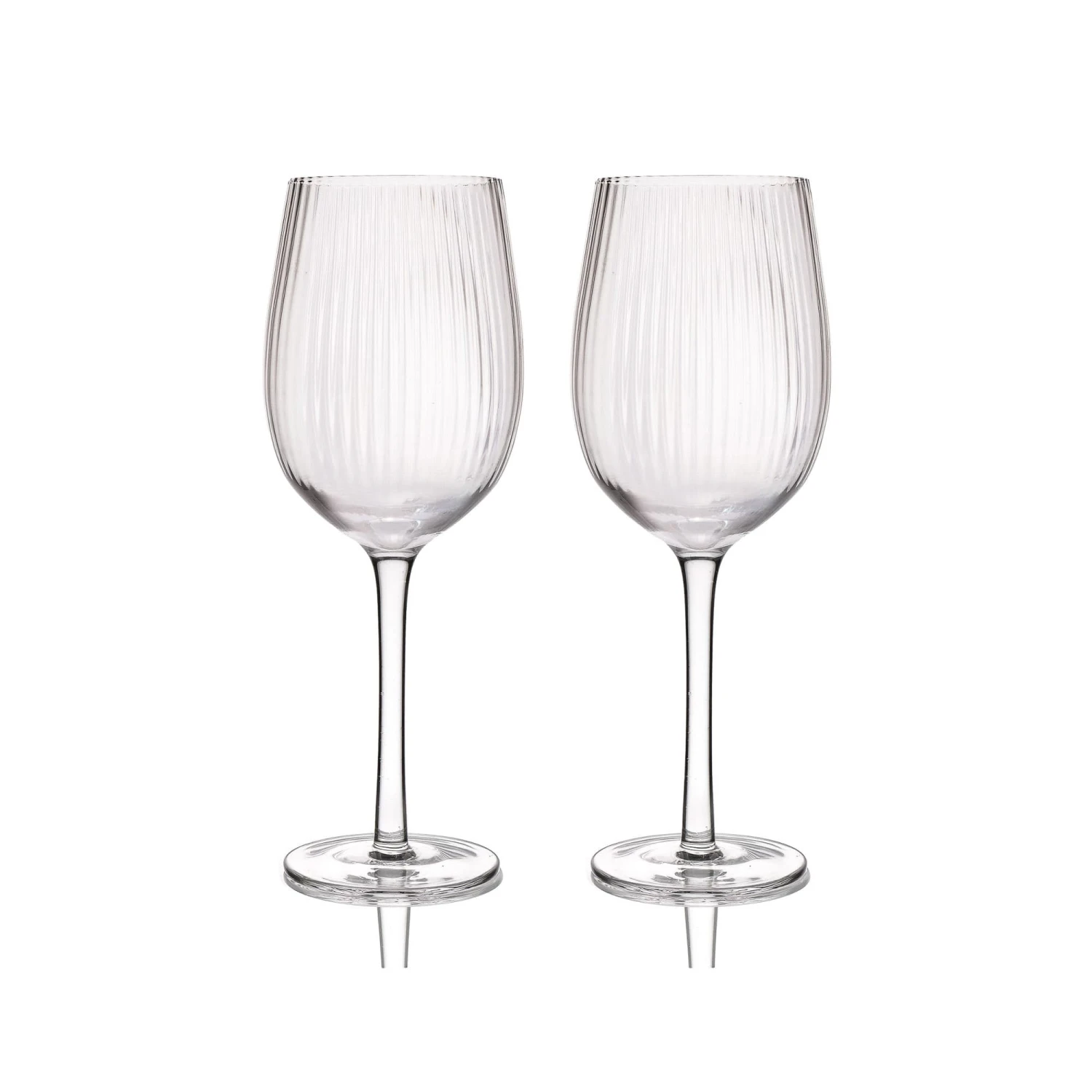 BarCraft Tableware Ribbed Wine Glasses 450ml Set Of 2 3 BarCraft Tableware Ribbed Wine Glasses 450ml Set Of 2