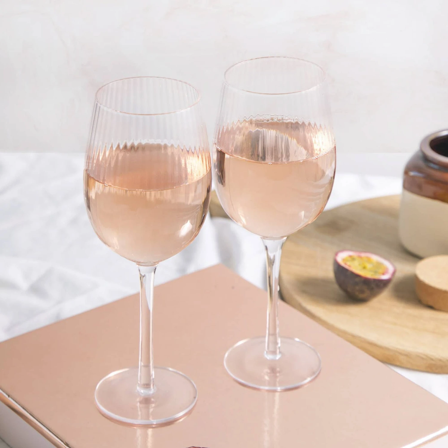 BarCraft Tableware Ribbed Wine Glasses 450ml Set Of 2 7 BarCraft Tableware Ribbed Wine Glasses 450ml Set Of 2