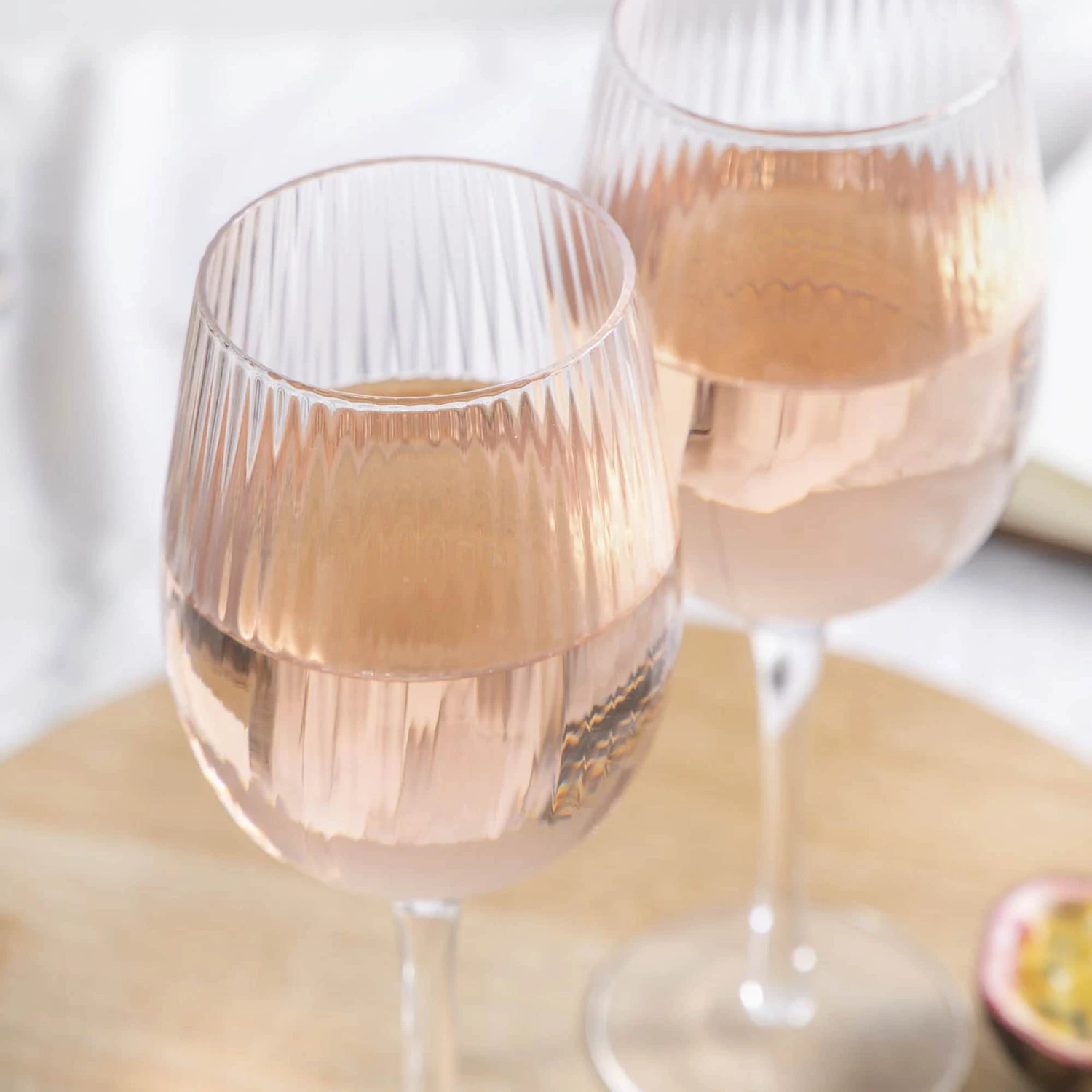 BarCraft Tableware Ribbed Wine Glasses 450ml Set Of 2 6 BarCraft Tableware Ribbed Wine Glasses 450ml Set Of 2