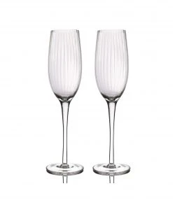 BarCraft Ribbed Champagne Flutes 220ml Set Of 2