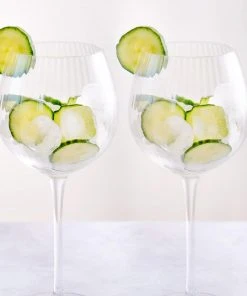 BarCraft Tableware Ribbed Gin Coupe Glass 550ml Set Of 2