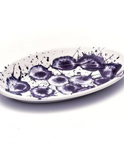 Kapka Splatter Madness Enamel Oval Serving Plate Purple 31cm Enamel - Kapka
