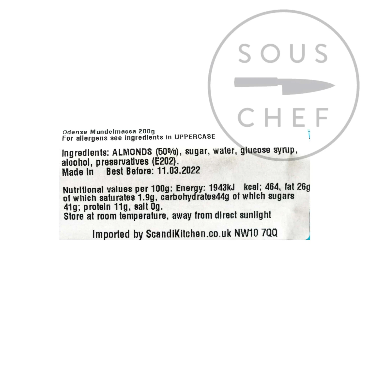 Ingredients Odense Almond Paste 200g 4 Ingredients Odense Almond Paste 200g