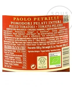 Ingredients Paolo Petrilli Organic Peeled Tomatoes 1062ml