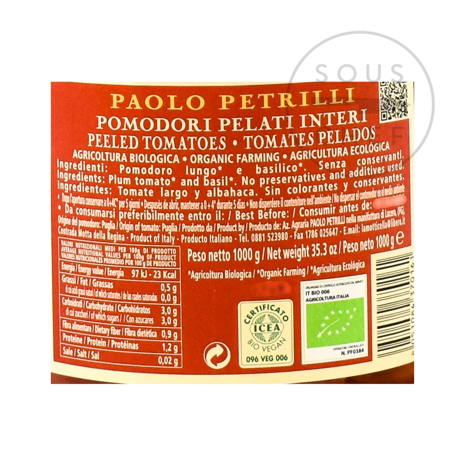 Ingredients Paolo Petrilli Organic Peeled Tomatoes 1062ml 4 Ingredients Paolo Petrilli Organic Peeled Tomatoes 1062ml