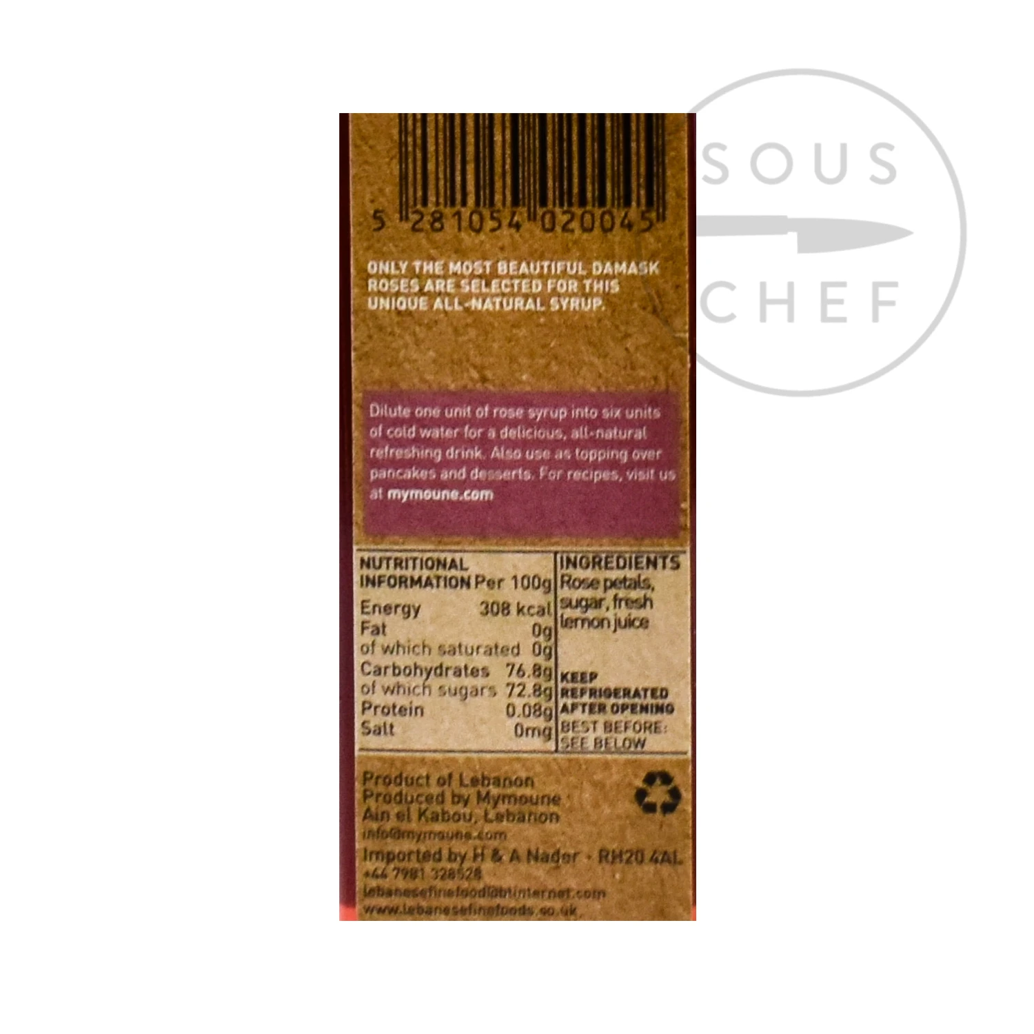 Mymoune Rose Syrup 250ml Ingredients 4 Mymoune Rose Syrup 250ml Ingredients