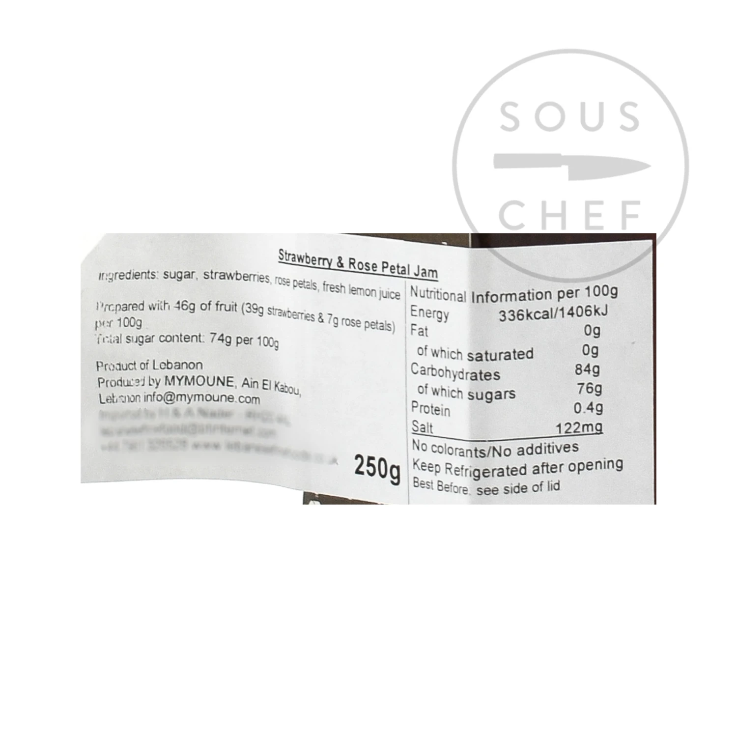 Mymoune Strawberry & Rose Petal Jam 250g Ingredients 4 Mymoune Strawberry & Rose Petal Jam 250g Ingredients