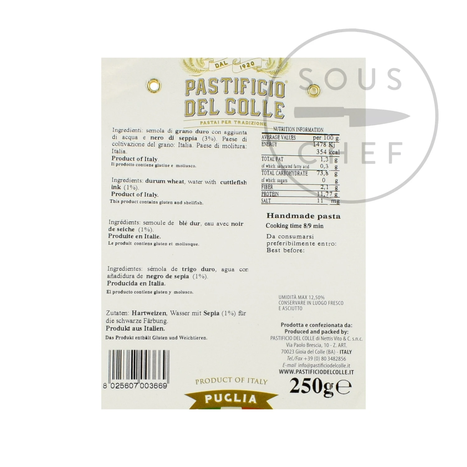 Pastificio Del Colle Squid Ink Striped Farfalle 250g Ingredients 4 Pastificio Del Colle Squid Ink Striped Farfalle 250g Ingredients