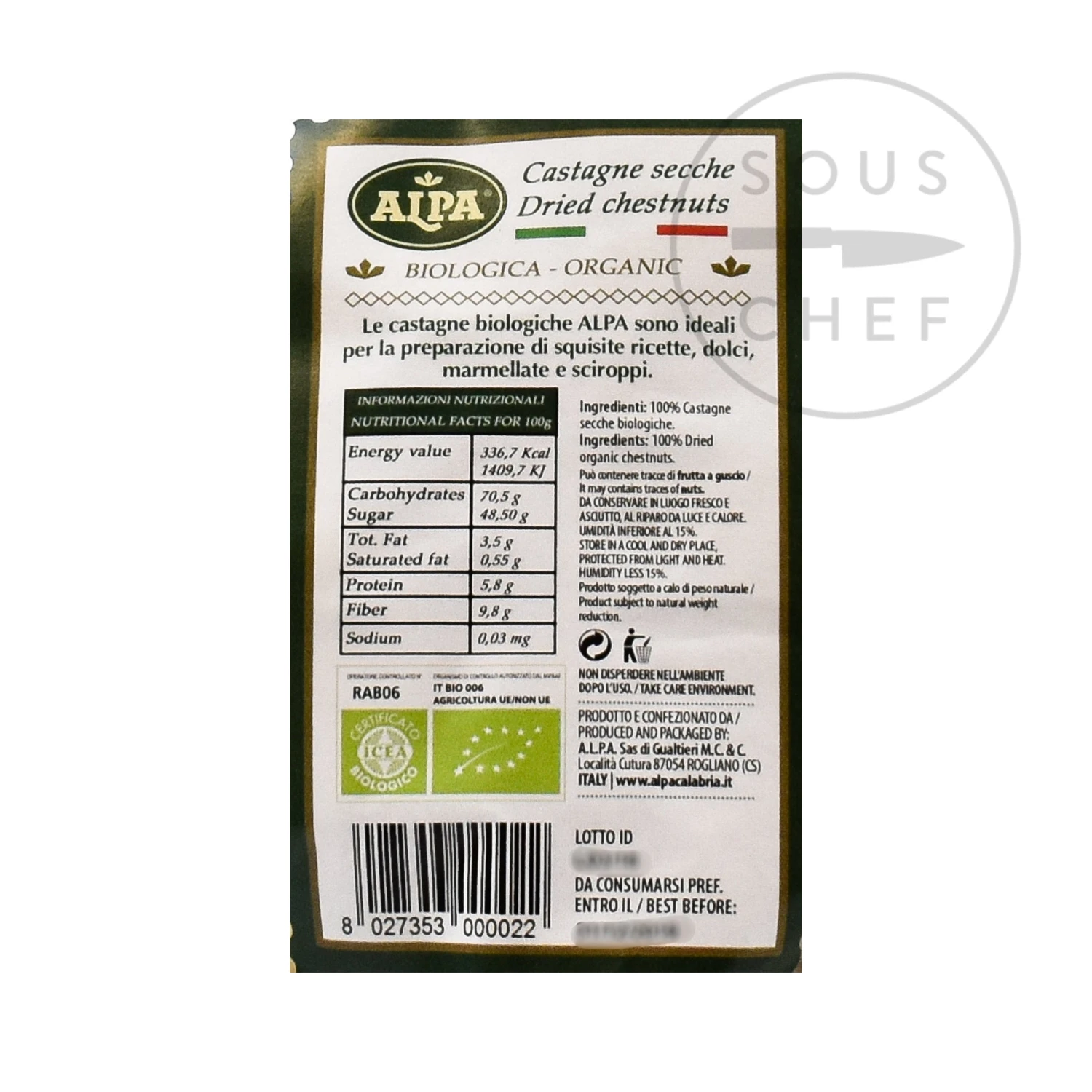 Alpa Ingredients Organic Dried Chestnuts 250g 4 Alpa Ingredients Organic Dried Chestnuts 250g