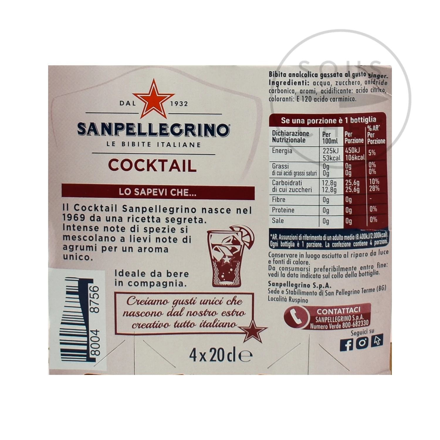 Ingredients Sanpellegrino Cocktail - 20cl X 4 4 Ingredients Sanpellegrino Cocktail - 20cl X 4