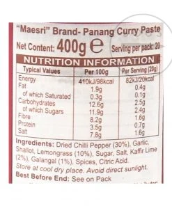 Mae Sri Thai Panang Curry Paste 400g Ingredients