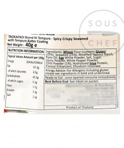 Tao Kae Noi Tempura Seaweed Spicy 40g Ingredients
