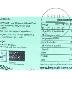 Matthews Cotswold Flour Matthews Cotswold Organic Strong White Flour 5x1.5kg Ingredients
