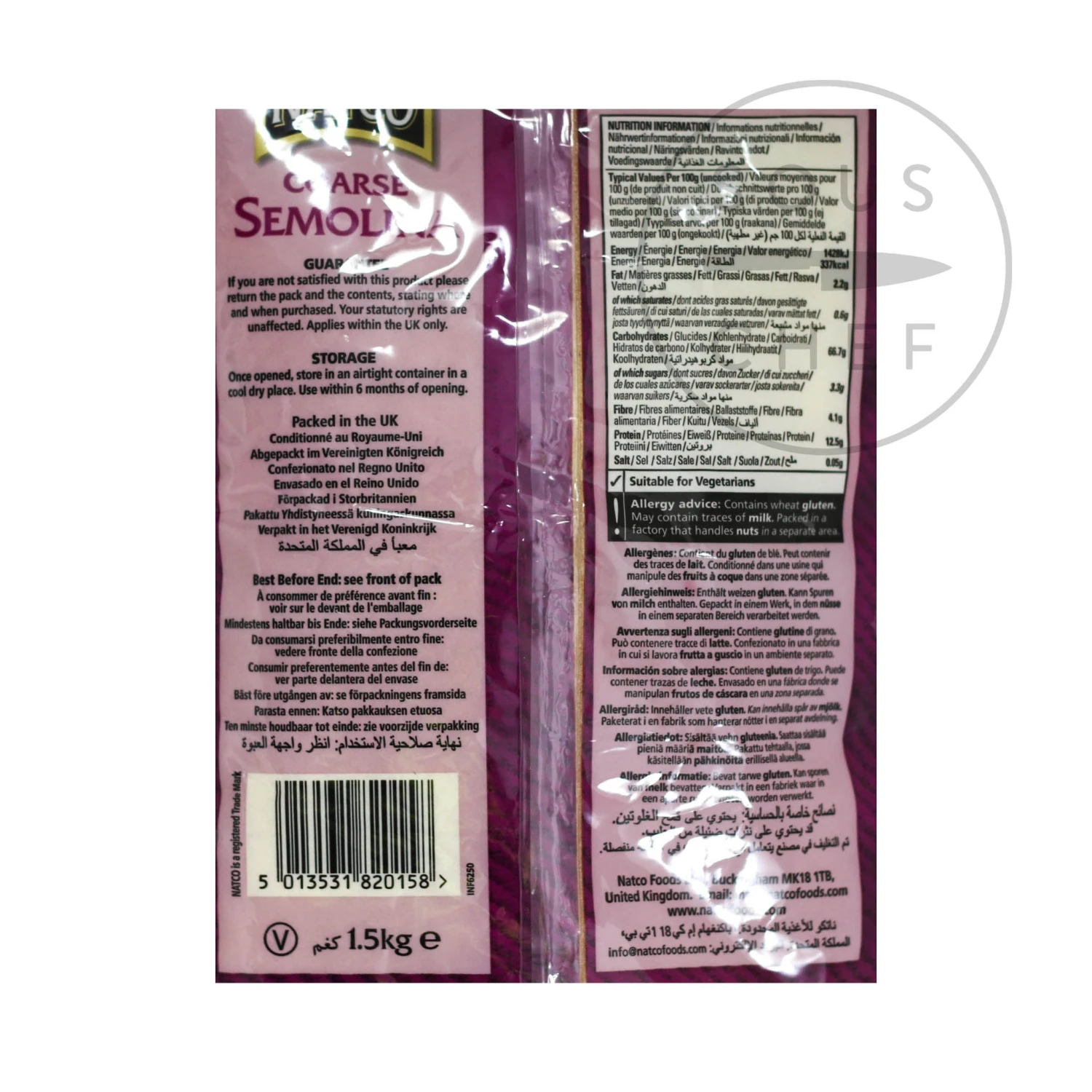 Natco Coarse Semolina 1.5kg Ingredients 4 Natco Coarse Semolina 1.5kg Ingredients