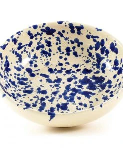 Puglia Handmade Puglia Blue Splatter Large Salad Bowl 28cm Tableware