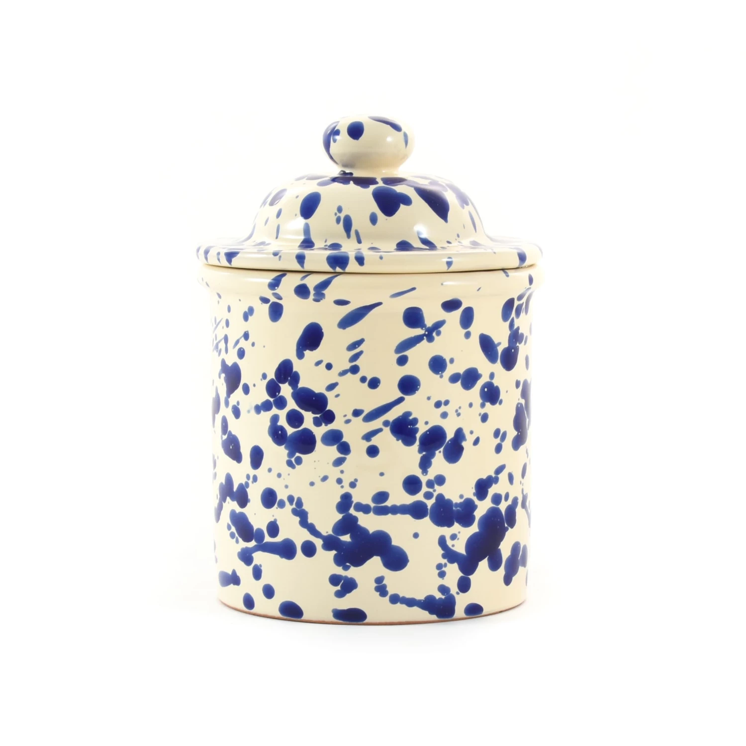 Puglia Handmade Puglia Blue Splatter Storage Jar 15cm 3 Puglia Handmade Puglia Blue Splatter Storage Jar 15cm