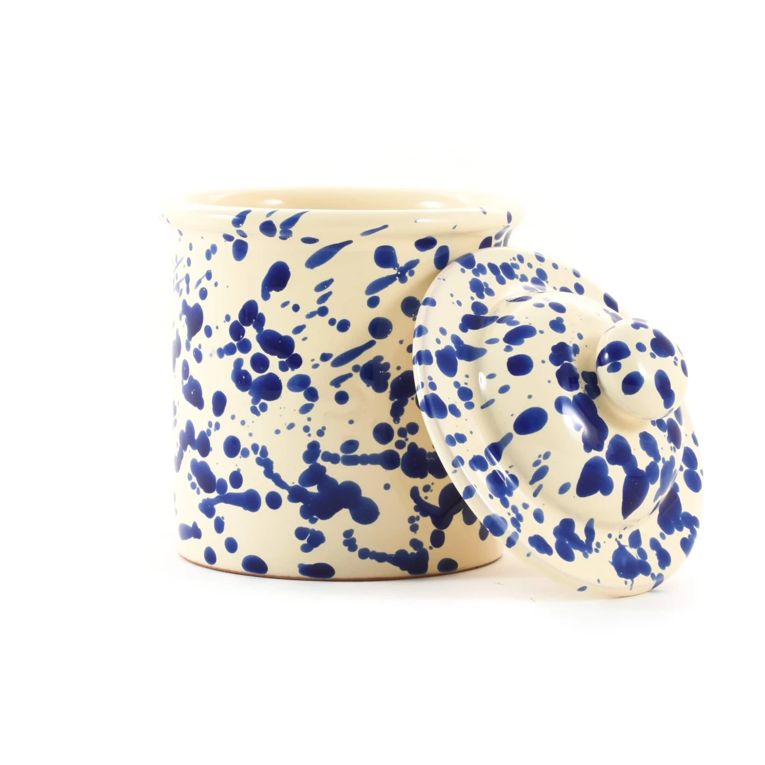 Puglia Handmade Puglia Blue Splatter Storage Jar 15cm 4 Puglia Handmade Puglia Blue Splatter Storage Jar 15cm