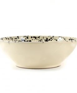 Puglia Handmade Puglia Black Splatter Large Salad Bowl 28cm