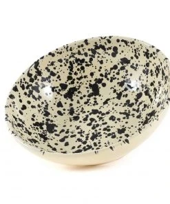 Puglia Handmade Puglia Black Splatter Large Salad Bowl 28cm