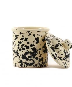 Puglia Handmade Puglia Black Splatter Ceramic Storage Jar 15cm