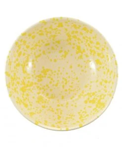 Puglia Handmade Puglia Yellow Splatter Large Salad Bowl 28cm Tableware