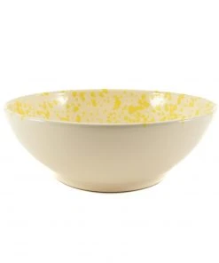 Puglia Handmade Puglia Yellow Splatter Large Salad Bowl 28cm Tableware