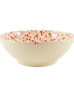 Puglia Handmade Tableware Puglia Red Splatter Large Salad Bowl 28cm