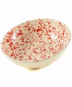 Puglia Handmade Tableware Puglia Red Splatter Large Salad Bowl 28cm