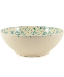 Puglia Handmade Tableware Puglia Aquamarine Splatter Large Salad Bowl 28cm