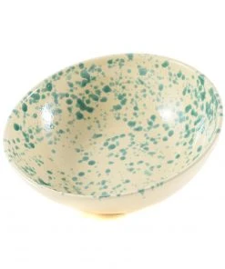 Puglia Handmade Tableware Puglia Aquamarine Splatter Large Salad Bowl 28cm