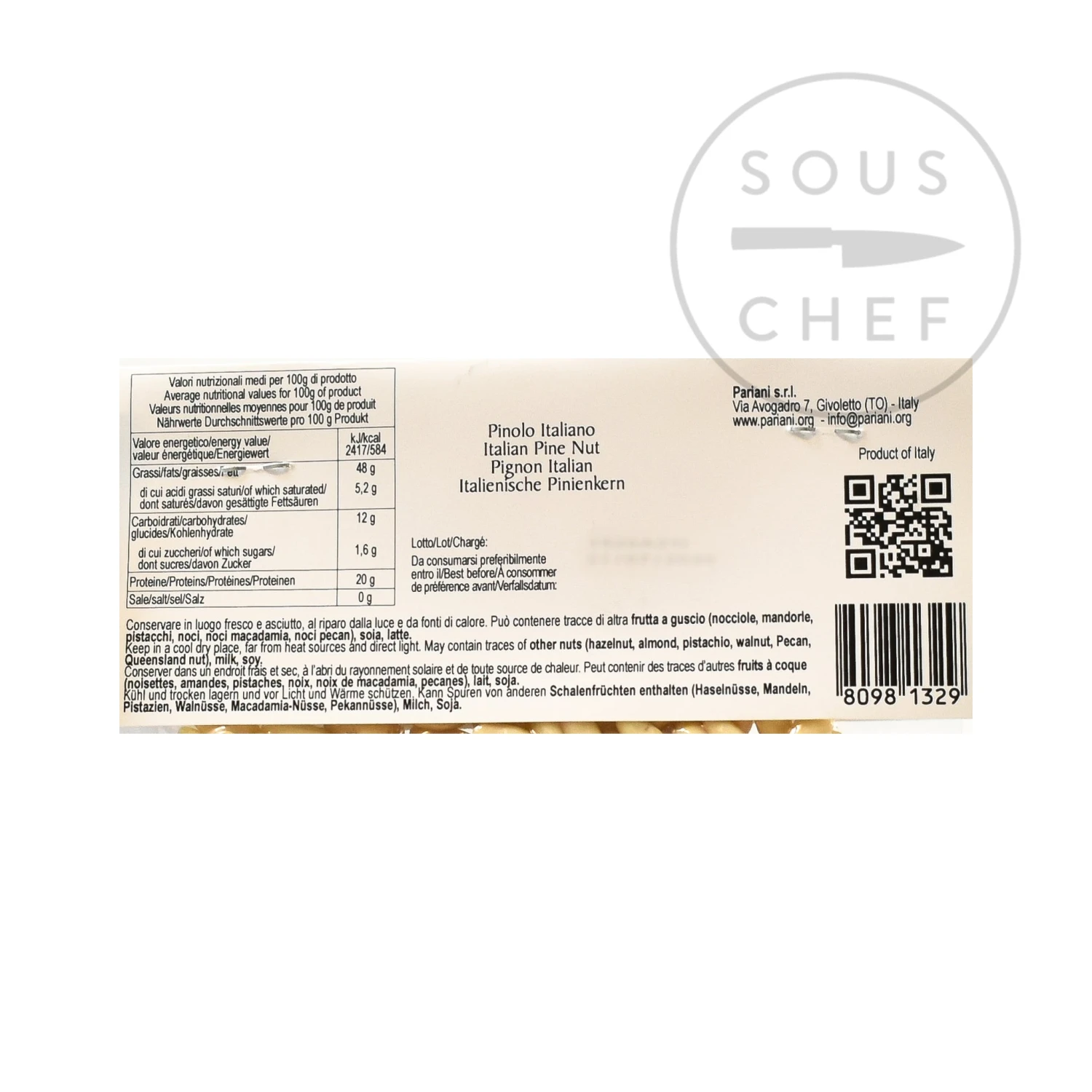 Pariani Italian Pine Nuts 70g Ingredients 4 Pariani Italian Pine Nuts 70g Ingredients