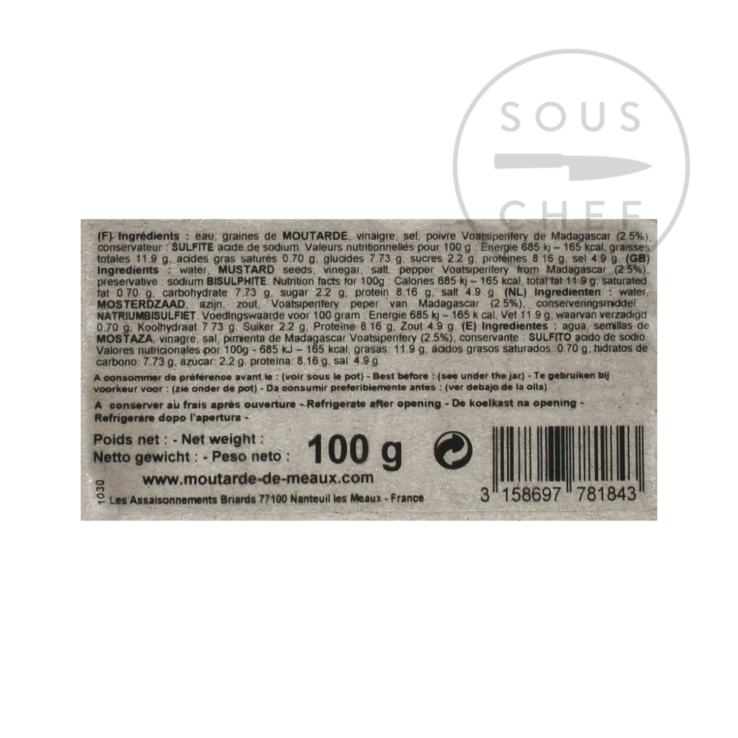 Ingredients Pommery Voatsiperifery Pepper Mustard 100g 4 Ingredients Pommery Voatsiperifery Pepper Mustard 100g