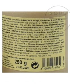 Pommery Firemen's Mustard 250g Ingredients