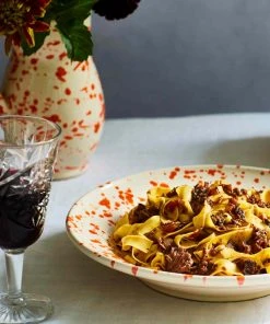 Puglia Handmade Tableware Puglia Orange Splatter Pasta Bowl 29cm