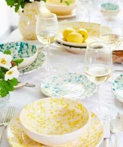 Puglia Handmade Puglia Aquamarine Splatter Ceramic Pitcher Tableware