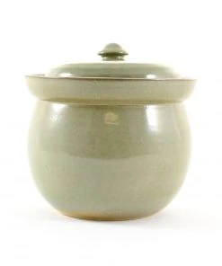 Sauerkraut Pots Cookware Handmade Stoneware Fermenting Crock In Green 2 Litre
