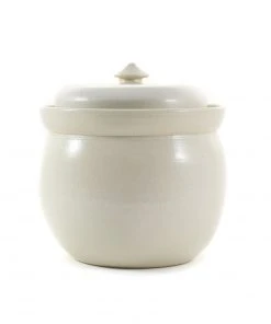 Sauerkraut Pots Handmade Stoneware Fermenting Crock In White 2 Litre