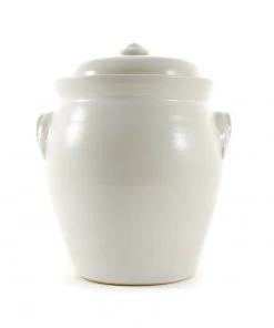 Sauerkraut Pots Cookware Handmade Stoneware Fermenting Crock In White 4.5 Litre