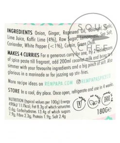 Ingredients Rempapa Penang Kaffir Lime & White Pepper Spice Paste 180g