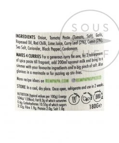 Rempapa Mamak Curry Leaf & Roasted Cumin 180g Ingredients