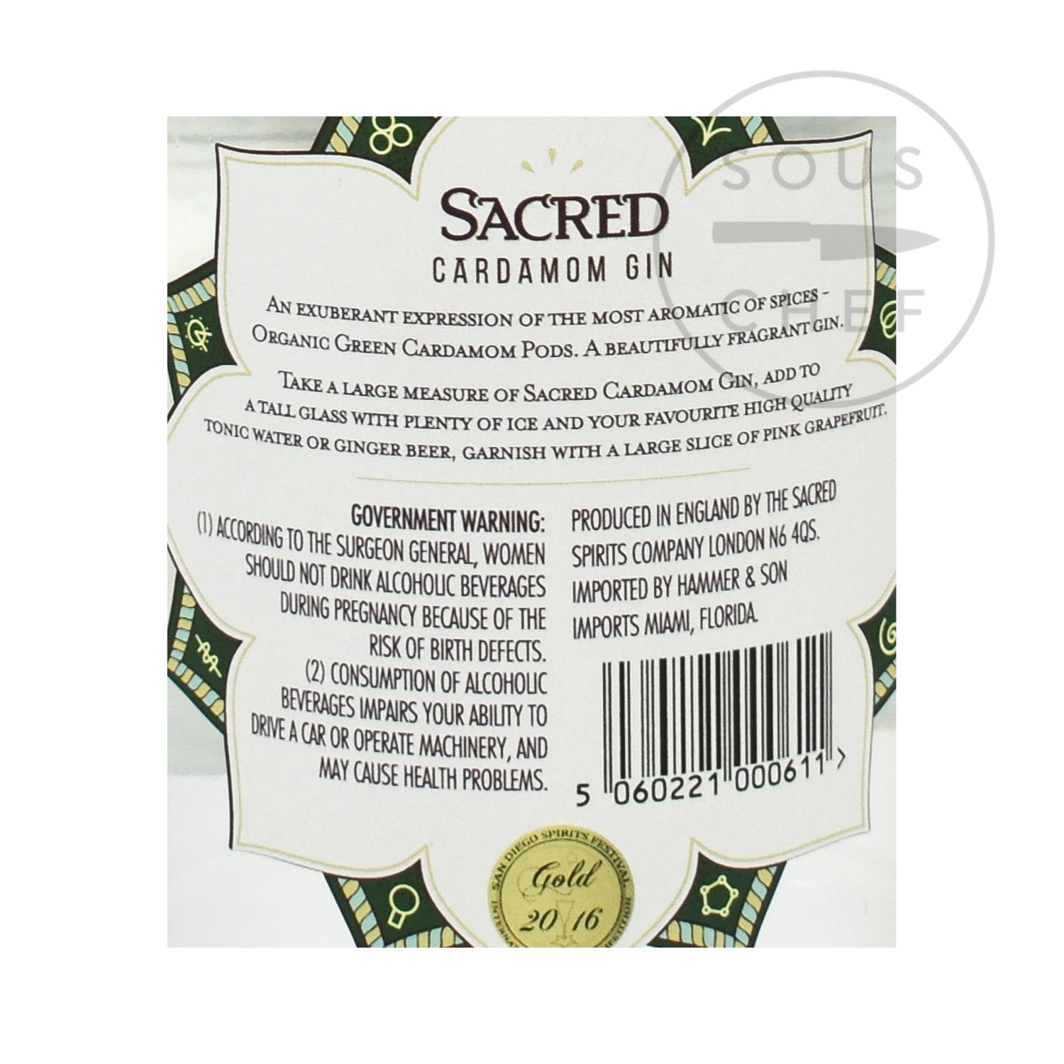 Sacred Spirits Cocktail Making & Barware Sacred Cardamom Gin 70cl 6 Sacred Spirits Cocktail Making & Barware Sacred Cardamom Gin 70cl